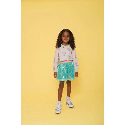 Jubel rok Rolling into Spring groen/roze Meisjes Polyester-katoen Effen - maat 110 afbeelding