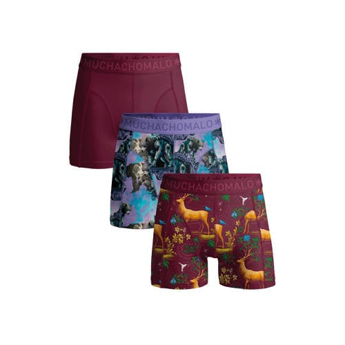 Muchachomalo boxershort - set van 3 donkerrood/lila Jongens Stretchkatoen - maat 176 afbeelding