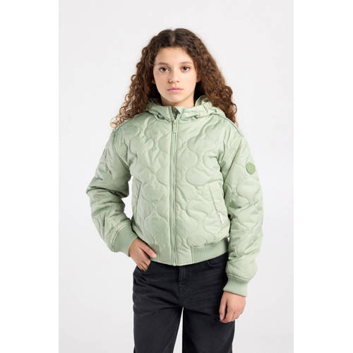 America Today bomberjack lichtgroen Jas Meisjes Polyester Capuchon Effen - maat 122/128 afbeelding