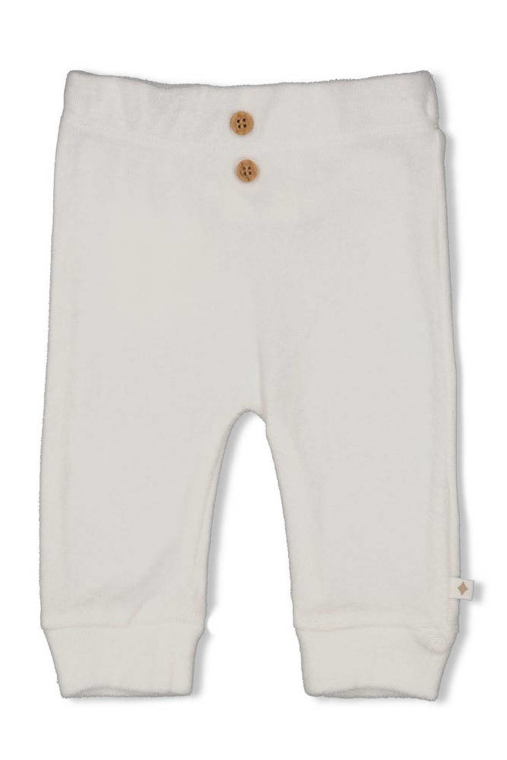 Ecru Feetje regular waist babybroek Elephant van badstof met elastische tailleband en effen