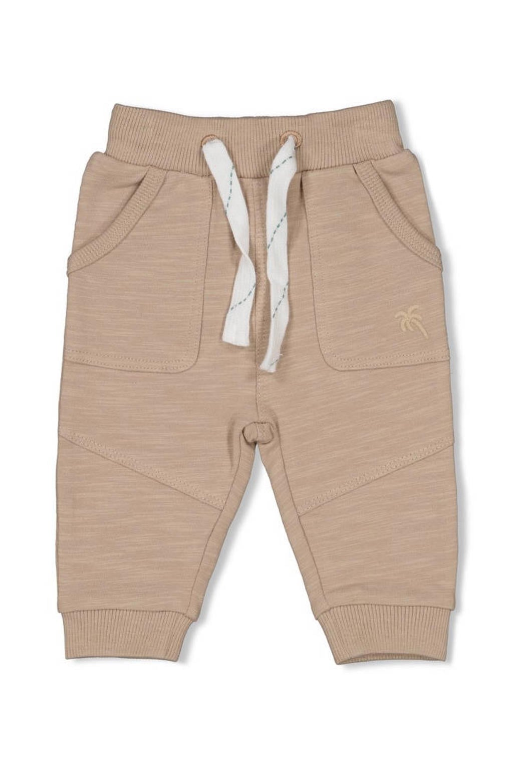 Taupe jongens Feetje babybroek You Croc my World van katoen met regular fit, regular waist en effen