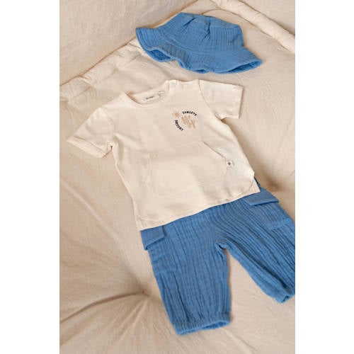 Feetje baby cargobroek Sssiesta blauw Jongens Mousseline Effen - maat 80 afbeelding