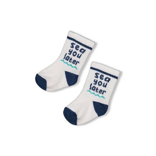 Feetje sokken Seaside Happiness ecru/blauw Jongens/Meisjes Katoen Tekst - maat 56/62 afbeelding