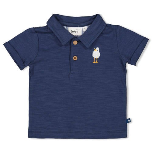 Feetje polo Seaside Happiness marineblauw Jongens Katoen Polokraag Printopdruk - maat 56 afbeelding
