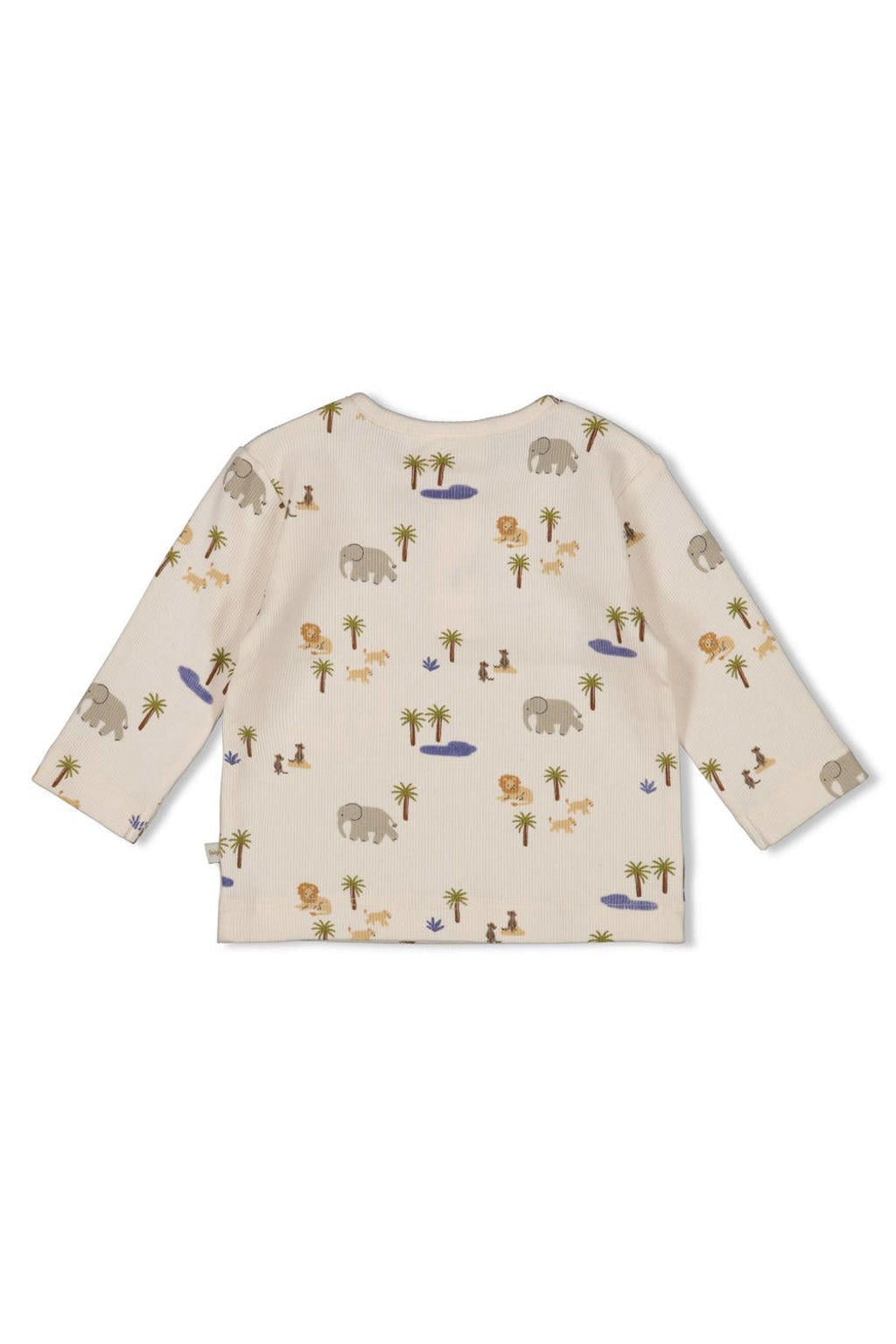 Ecru jongens Feetje longsleeve Safari Savage van katoen met lange mouwen, ronde hals en knoopsluiting