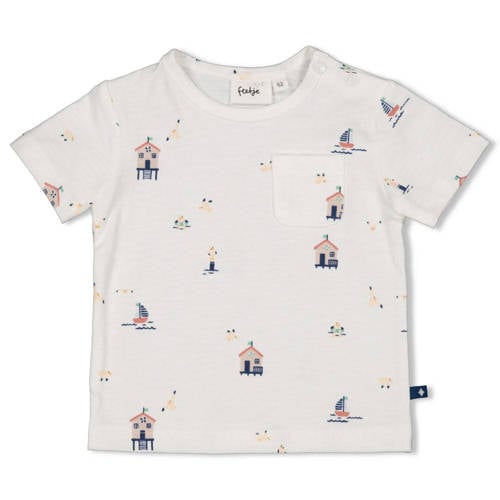 Feetje T-shirt Seaside Happiness ecru/blauw Jongens Katoen Ronde hals All over print - maat 62 afbeelding