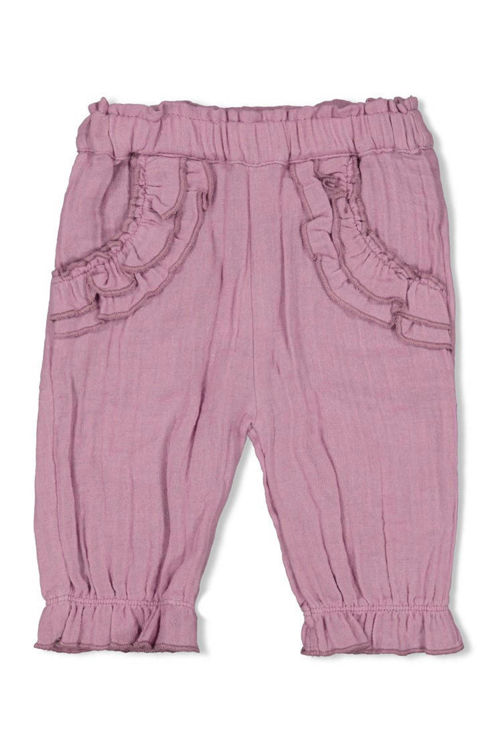 Violetkleurige meisjes Feetje babybroek Flower Ranch van mousseline met mom fit, regular waist en effen