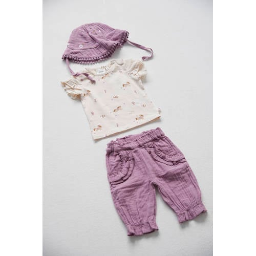 Feetje T-shirt Flower Ranch ecru Meisjes Katoen Dierenprint - maat 80 afbeelding