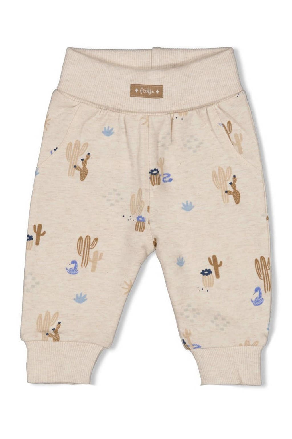 Ecru jongens Feetje babybroek Sssiesta van katoen met regular fit, regular waist en elastische tailleband