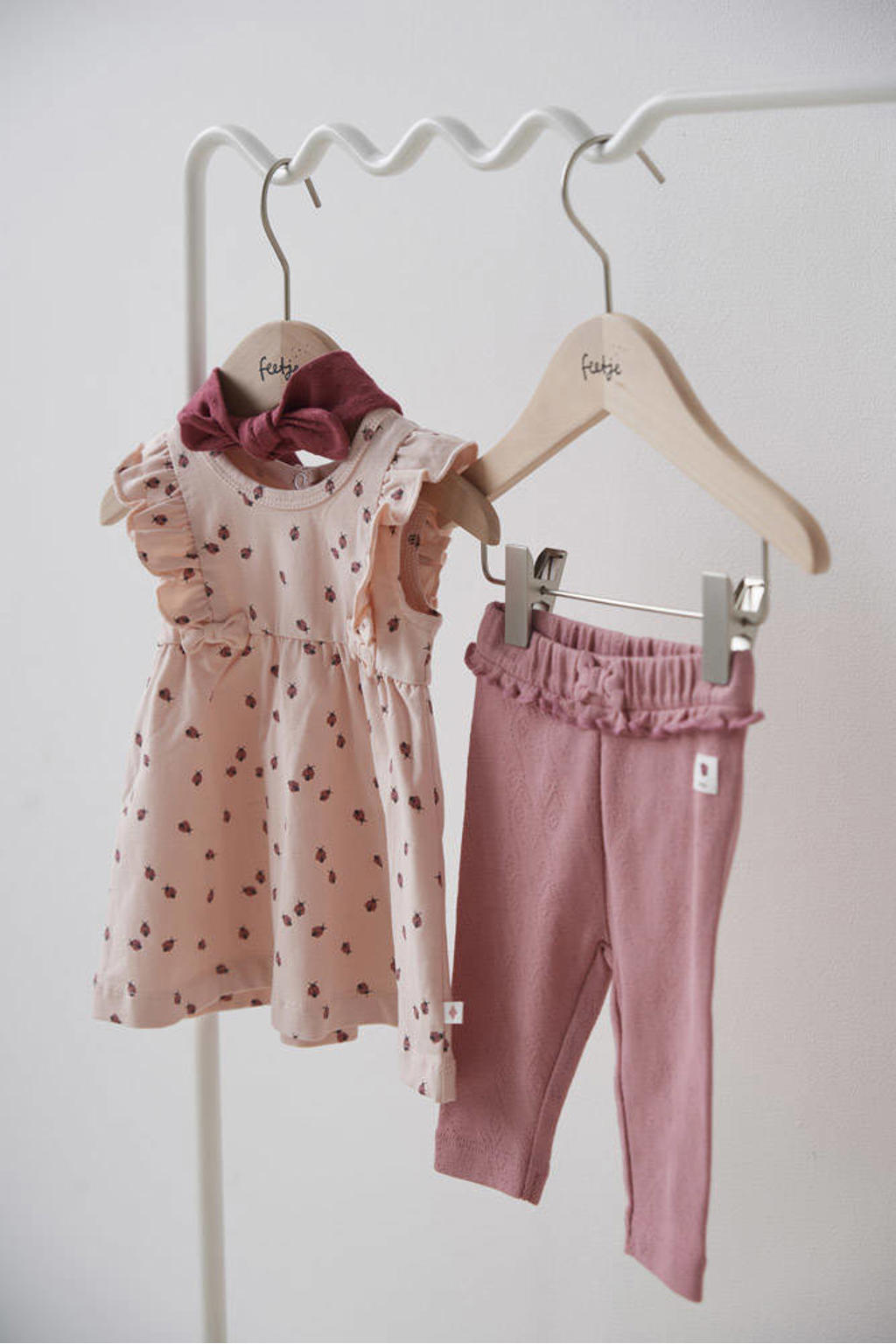 Roze meisjes Feetje legging Ladybug van katoen met regular fit, regular waist, elastische tailleband en effen