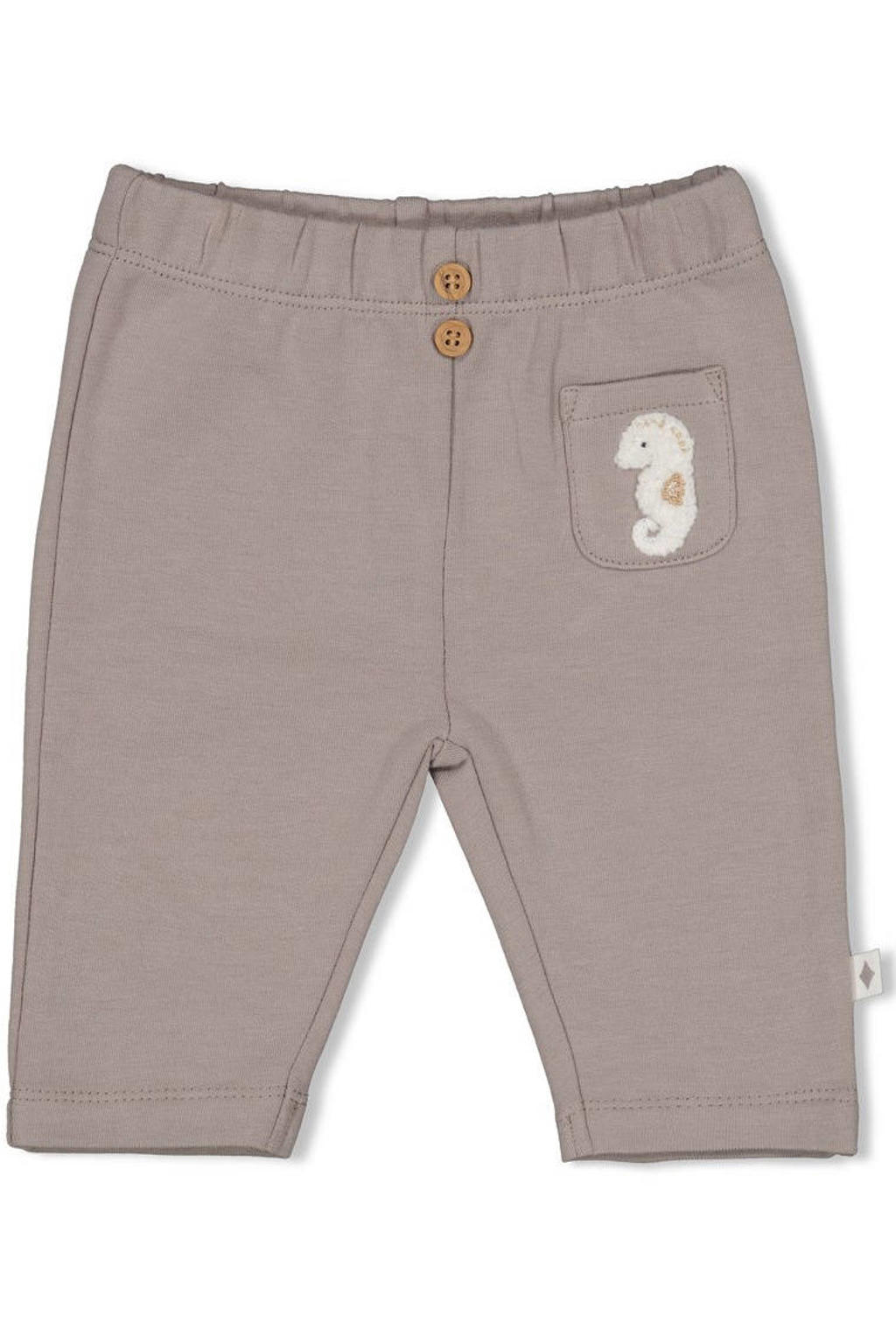 Grijze Feetje babybroek Sea Sweeties van stretchkatoen met mom fit, regular waist en effen