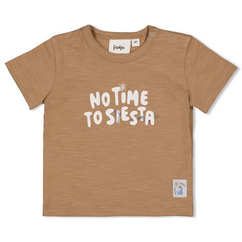 Feetje T-shirt Sssiesta camel Bruin Jongens Katoen Ronde hals Tekst - maat 92 afbeelding