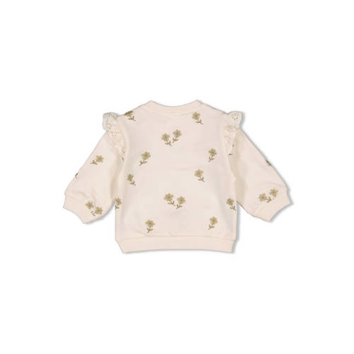 Feetje sweater Let Your Dreams Blossom ecru/groen Meisjes Katoen Ronde hals