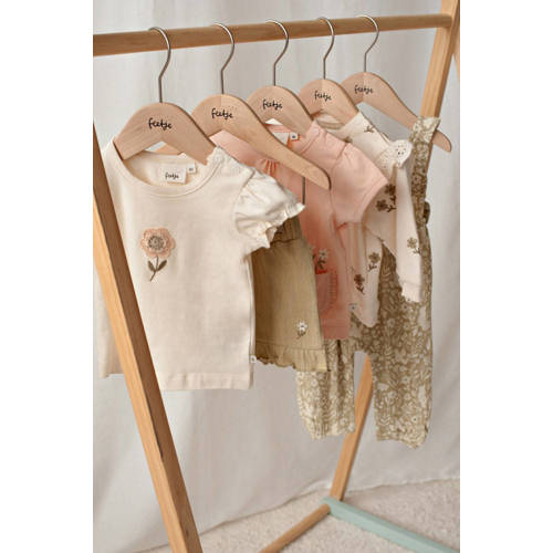 Feetje sweater Let Your Dreams Blossom ecru/groen Meisjes Katoen Ronde hals