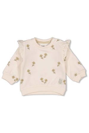 sweater Let Your Dreams Blossom ecru/groen