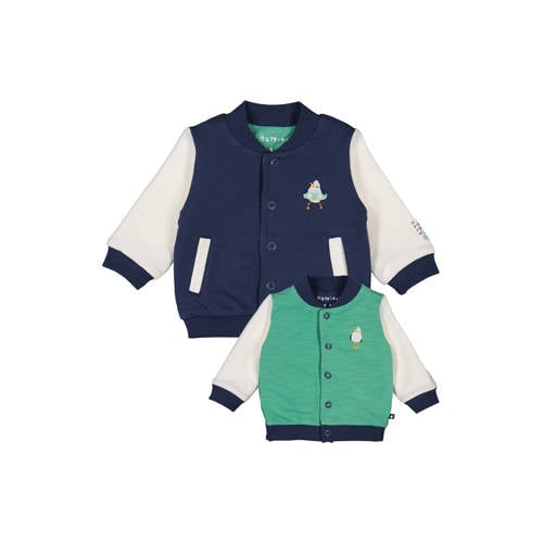 Feetje reversible jas Seaside Happiness donkerblauw/ecru/groen Jongens Stretchkatoen Ronde hals - maat 74 afbeelding