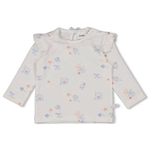Feetje longsleeve Sea La Vie ecru/blauw Meisjes Katoen Ronde hals All over print - maat 74 afbeelding