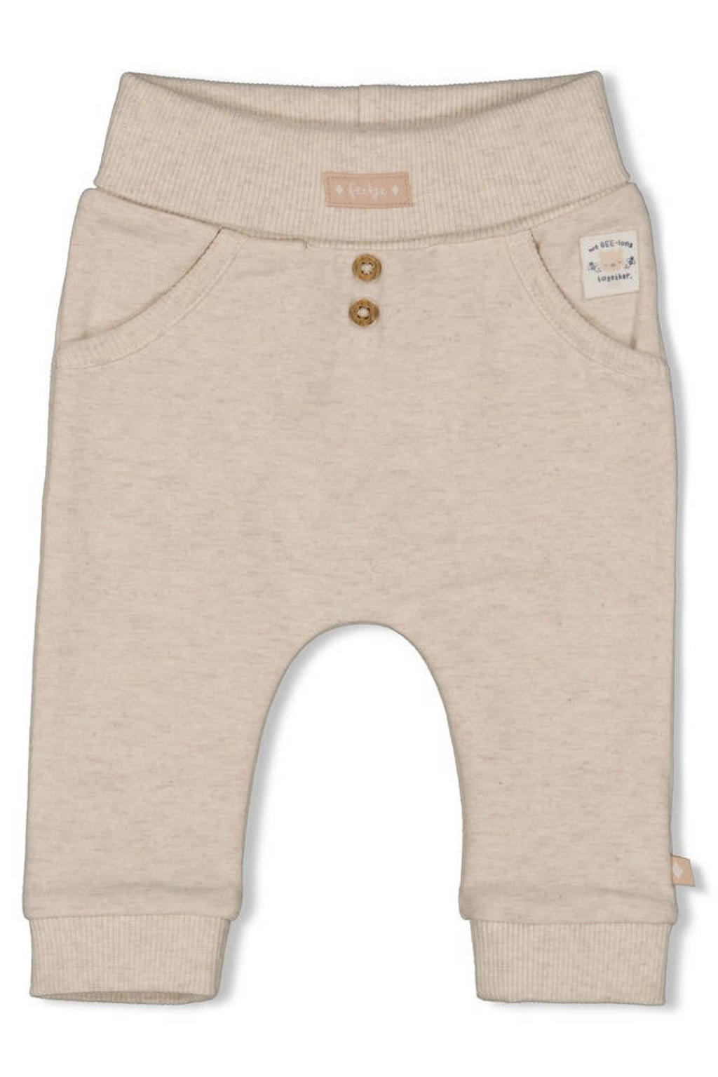 Ecru Feetje babybroek Honey Bear van katoen met elastische tailleband en effen