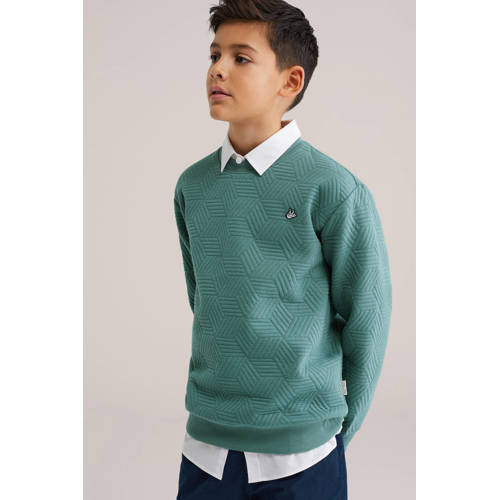WE Fashion sweater groen Effen - maat 134/140 | Sweater van WE Fashion afbeelding