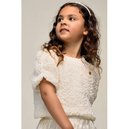 Le Chic blousetop met textuur offwhite Wit Meisjes Polyester Ronde hals - maat 98 afbeelding