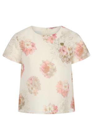 gebloemde T-shirt wit