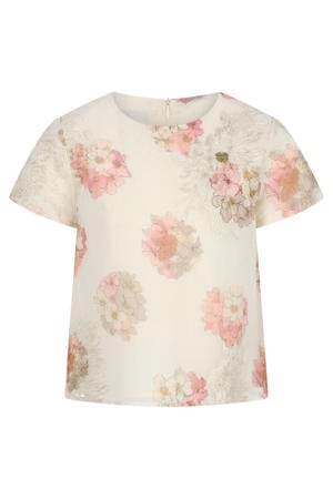 gebloemde T-shirt wit