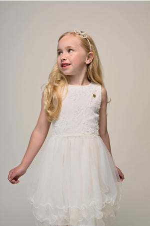 midi jurk met tule offwhite
