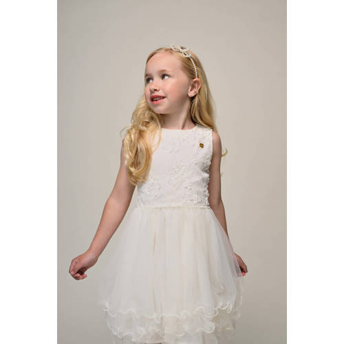Le Chic midi jurk met tule offwhite Wit Meisjes Polyester Ronde hals Effen - maat 98 afbeelding