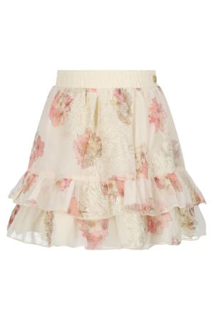 gebloemde mini rok wit