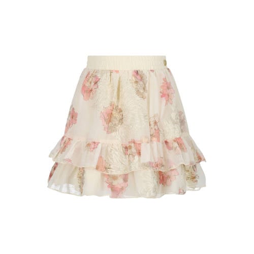 Le Chic gebloemde mini rok wit Meisjes Polyamide Bloemen - maat 158/164 afbeelding
