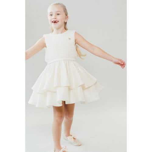 Le Chic korte jurk offwhite Wit Meisjes Polyester Ronde hals Effen - maat 158/164 afbeelding