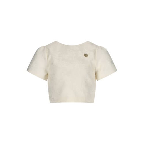 Le Chic jacquard blousetop offwhite Wit Meisjes Polyester Ronde hals Bloemen - maat 134/140 afbeelding