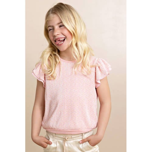 NONO blousetop roze Meisjes Polyester Ronde hals All over print - maat 116 afbeelding
