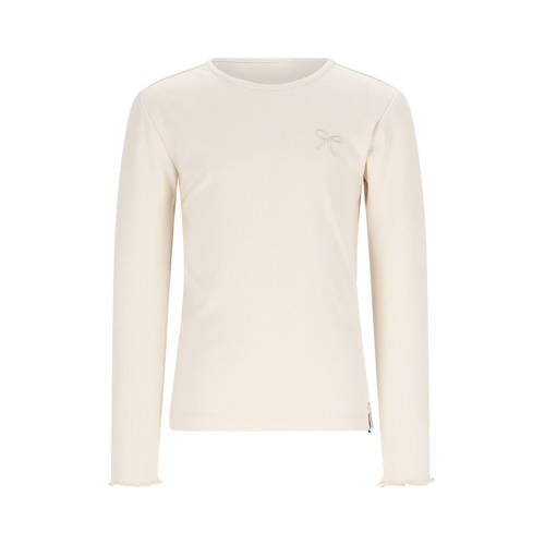NONO longsleeve wit rib gebreid Meisjes Viscose Ronde hals Effen - maat 146-152 afbeelding
