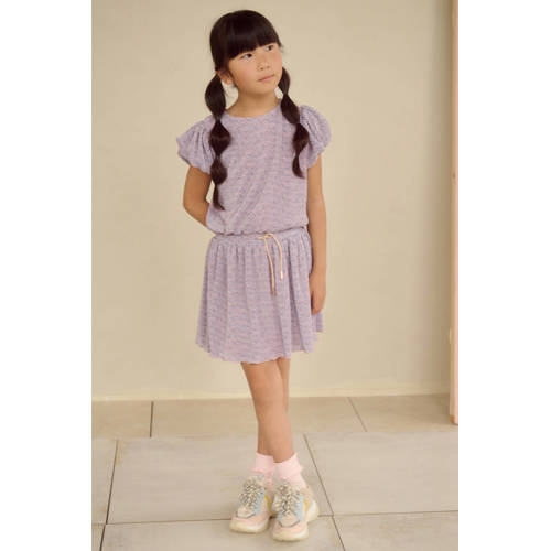 NONO midi jurk blauw Meisjes Polyester Ronde hals All over print - maat 146-152 afbeelding