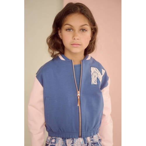 NONO sweatvest blauw Meisjes Stretchkatoen Opstaande kraag Meerkleurig - maat 146-152 afbeelding