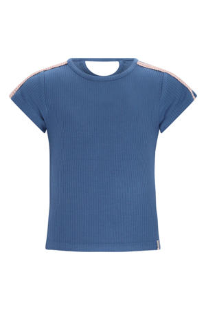 T-shirt blauw rib gebreid