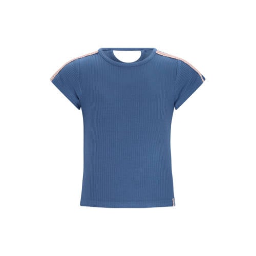 NONO T-shirt blauw rib gebreid Meisjes Viscose Ronde hals Effen - maat 158-164 afbeelding