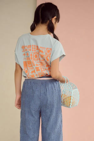 T-shirt met backprint lichtblauw