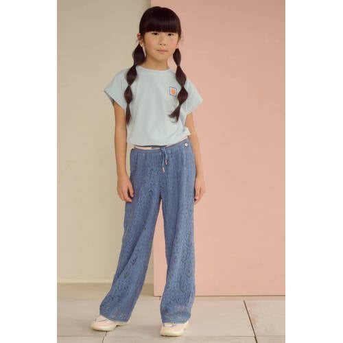 NONO T-shirt met backprint lichtblauw Meisjes Stretchkatoen Ronde hals - maat 104 afbeelding
