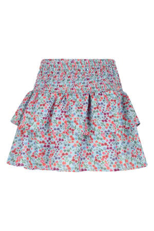 gebloemde strokenrok blauw