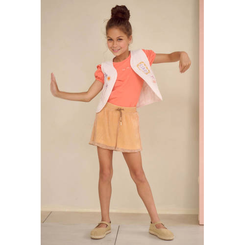 NONO regular waist casual short oranje met glitter Korte broek Meisjes Polyester - maat 116 afbeelding