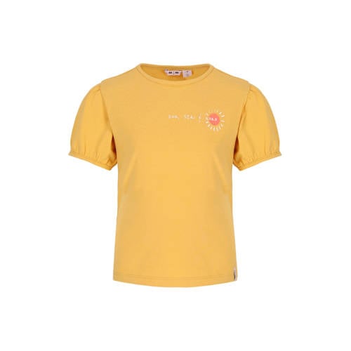 NONO T-shirt met backprint geel Meisjes Katoen Ronde hals Backprint - maat 134-140 afbeelding