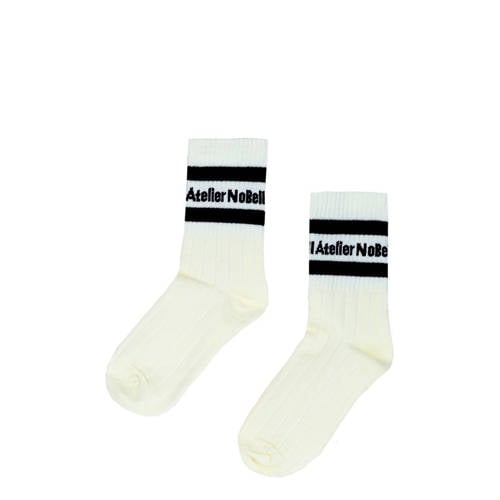 NoBell’ sokken wit/zwart Meisjes Polyester Effen - maat 158-176 afbeelding