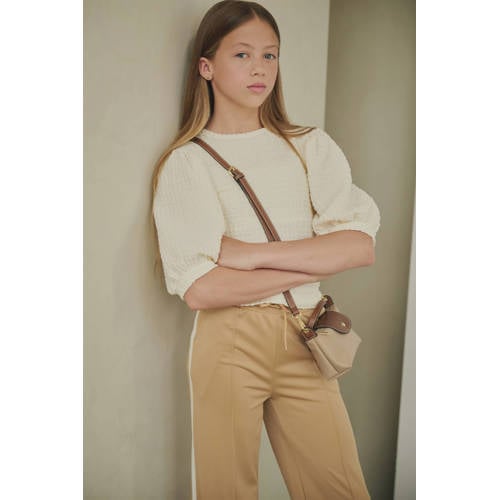 NoBell’ blousetop ecru Meisjes Polyester-katoen Ronde hals Effen - maat 146-152 afbeelding