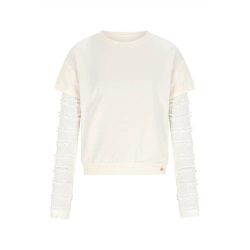 NoBell’ longsleeve wit Meisjes Viscose Ronde hals Effen - maat 158-164 afbeelding