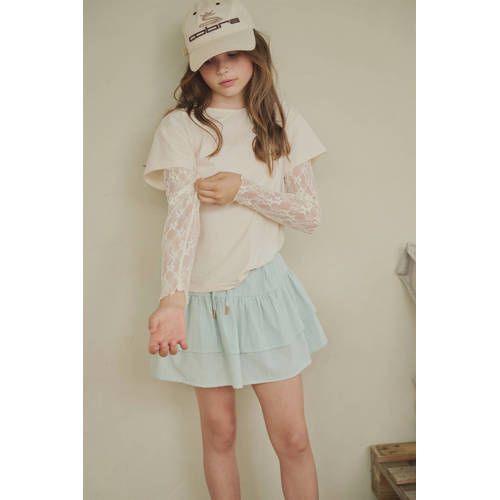 NoBell’ longsleeve wit Meisjes Polyamide Ronde hals Effen - maat 146-152 afbeelding