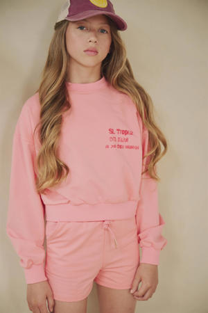regular waist gebloemde sweatshort roze