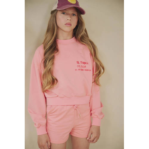 NoBell’ regular waist gebloemde sweatshort roze Korte broek Bloemen - maat 140 afbeelding