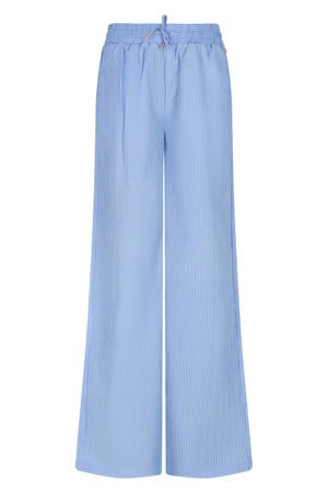 wide leg gestreepte casual broek lichtblauw